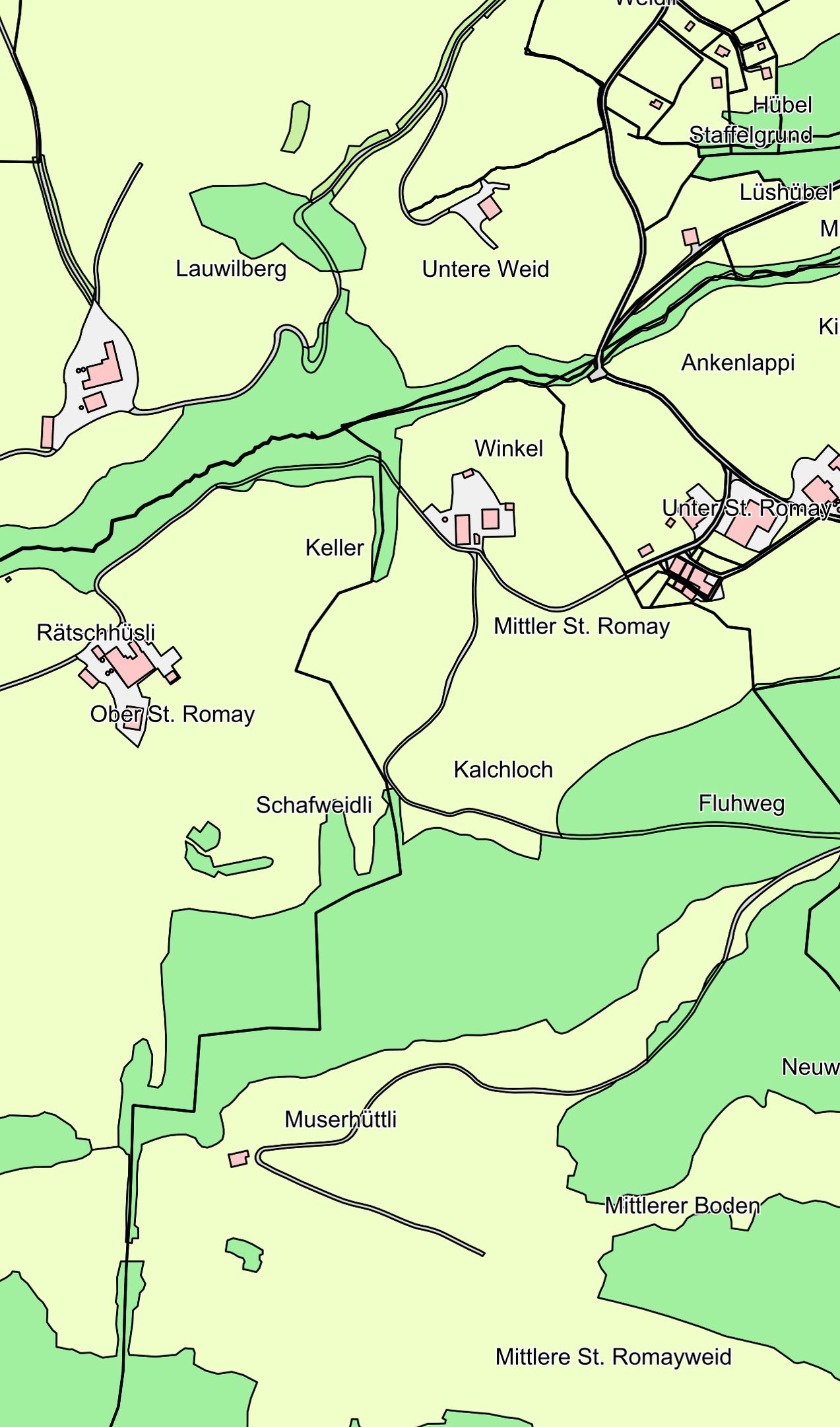 Ausschnitt aus der Karte Flurnamen