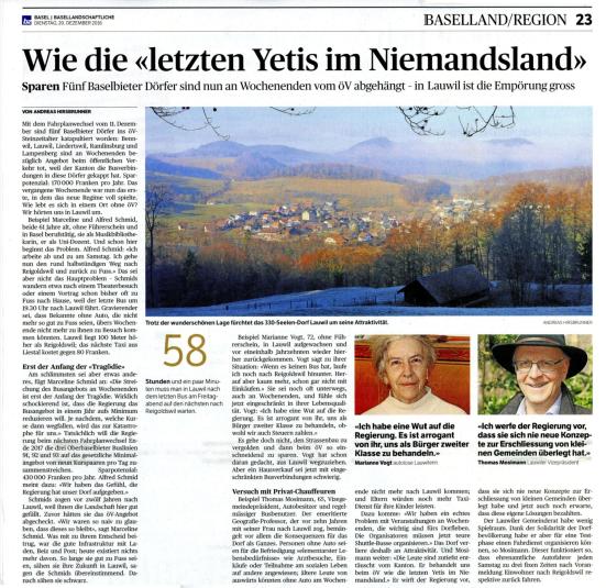 Streichung Wochenendbusse Lauwil